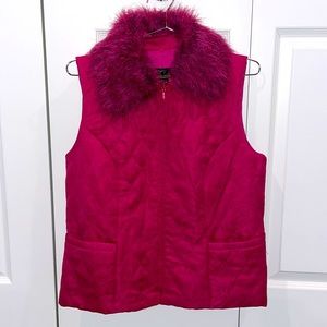 Pink Vest zip up vest with removable fuzzy collar